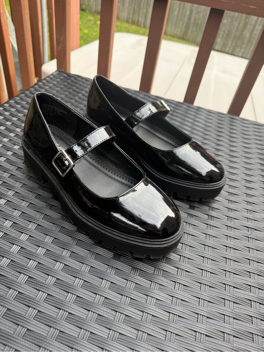 Sincerly Jules Black Patent Mary Jane Platform Flats Dark Academia Goth